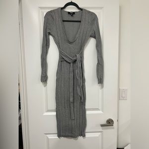 Grey long sleeve knit dress